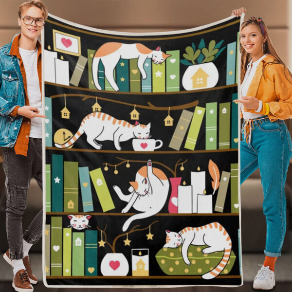 Cat Throw Blanket – Library Cats – Cat Blanket For Couch – Cats Blanket – Cat Fleece Blanket – Cat In Blanket – Furlidays