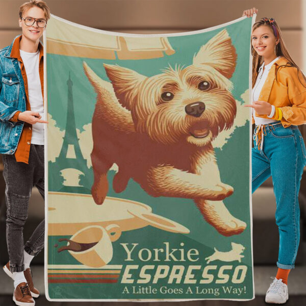 Dog Blanket For Couch – Yorkie Espresso – Dog Fleece Blanket – Dog In Blanket – Furlidays