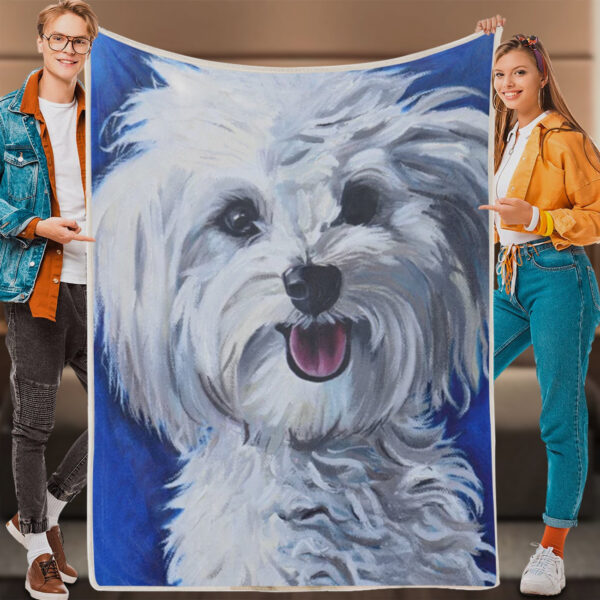 Dog Fleece Blanket – White Poodle – Blanket With Dogs Face – Dog Face Blanket – Dog Throw Blanket – Furlidays