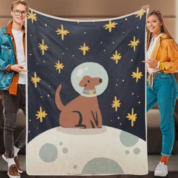 Dog Throw Blanket – Dog On The Moon – Dog In Blanket – Dog Fleece Blanket – Furlidays