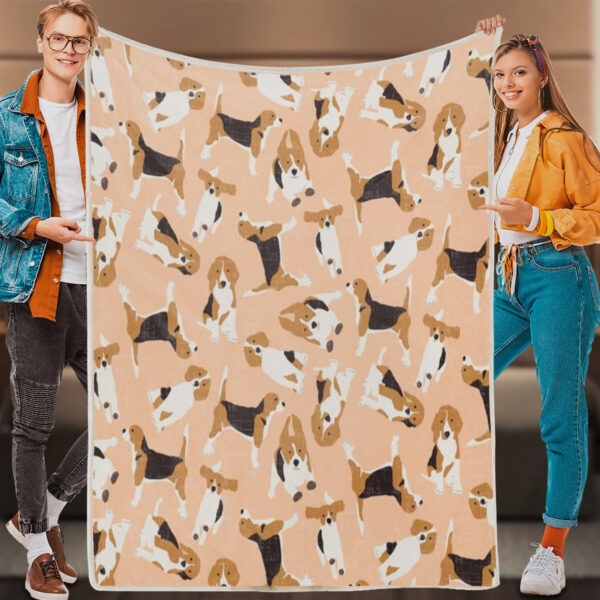 Dog In Blanket – Beagle Scatter Peach – Dog Blankets For Sofa – Dog Throw Blanket – Dog Fleece Blanket – Furlidays