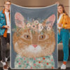 Blanket With Cats On It – Ginger Cat – Cat Face Blanket – Cats Blanket – Cat Fleece Blanket – Furlidays