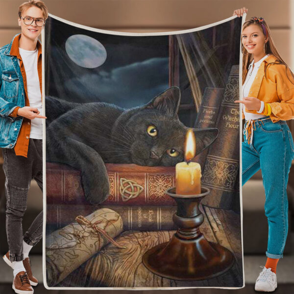 Cat Blanket For Couch – The Witching Hour – Cat Fleece Blanket – Cat In Blanket – Blanket With Cats On It – Furlidays