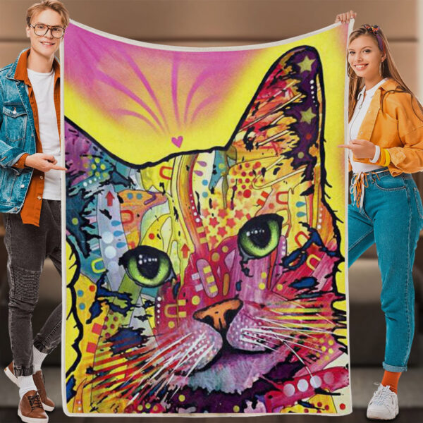 Cat Fleece Blanket – Cat Blanket For Couch – Cat Face Blanket – Blanket With Cats On It – Furlidays