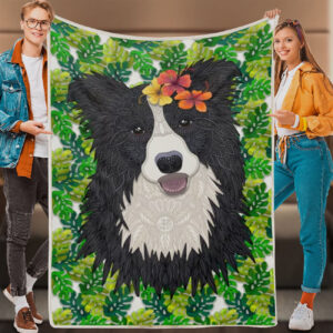 Dog Fleece Blanket – Tropical Border…