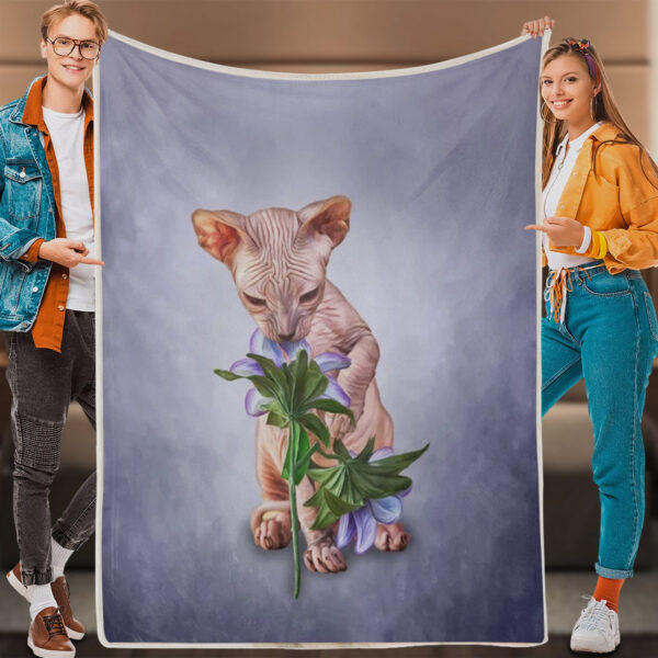 Blanket With Cats On It – Drawing Sphynx Kitten – Cats Blanket – Cat Blanket For Sofa – Furlidays