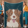 Dog In Blanket – Australian Shepherd – Dog Face Blanket – Dog Throw Blanket – Dog Painting Blanket – Furlidays