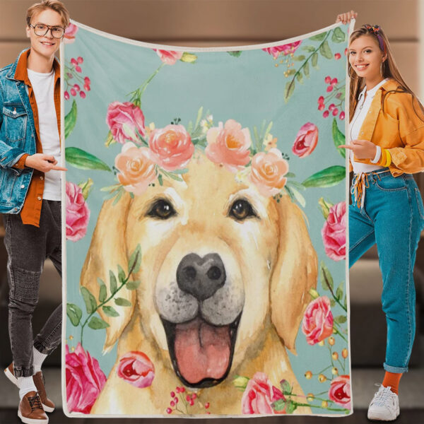 Blanket With Dogs Face – Vintage Golden Retriever – Dog In Blanket – Dog Face Blanket – Furlidays