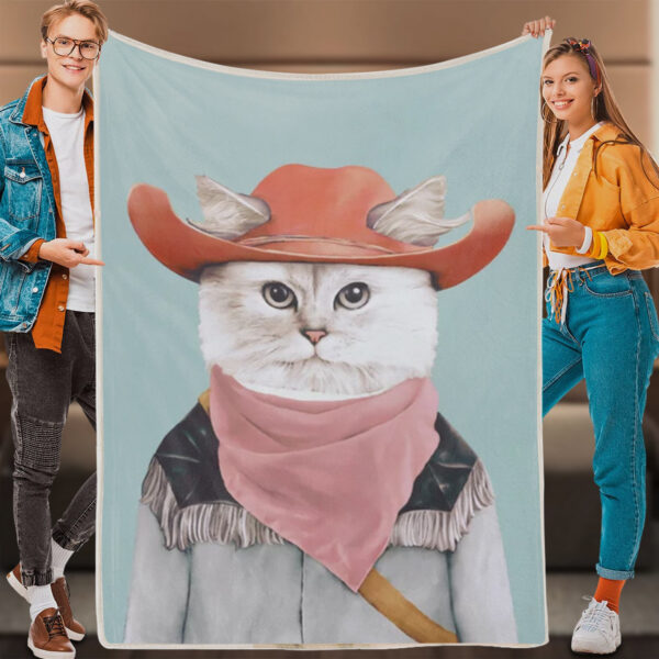 Cat Blanket For Couch – Rodeo Cat – Cat Fleece Blanket – Cat In Blanket – Blanket With Cats On It – Furlidays
