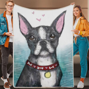 Dog Fleece Blanket – Boston Terrier…