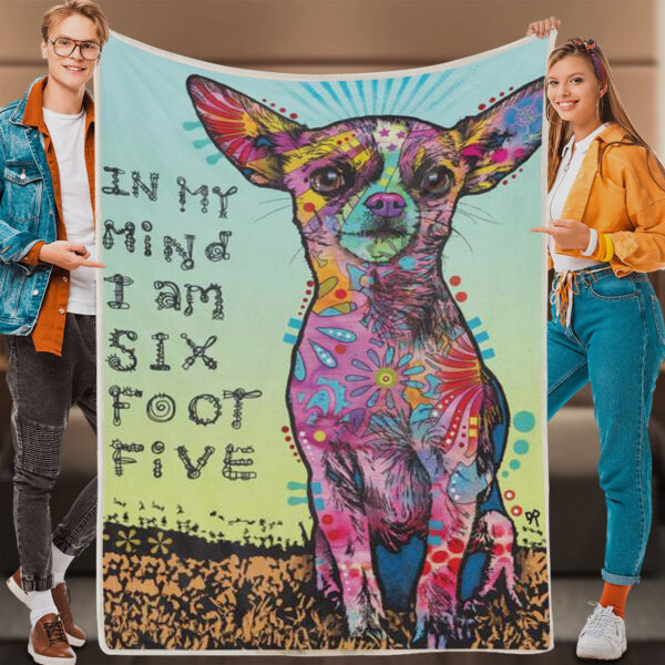 Blanket With Dogs Face – Chihuahua – In My Mind – Dog Fleece Blanket – Dog Blankets – Dog Painting Blanket – Furlidays