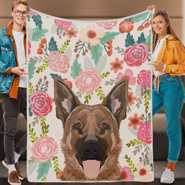 Dog Blankets – German Shepherd – Dog Blankets For Sofa – Blanket With Dogs Face – Dog In Blanket – Furlidays