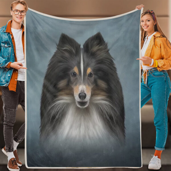 Dog Blankets For Sofa – Drawing Dog Shetland Sheepdog – Dog Blankets – Blanket With Dogs Face – Furlidays