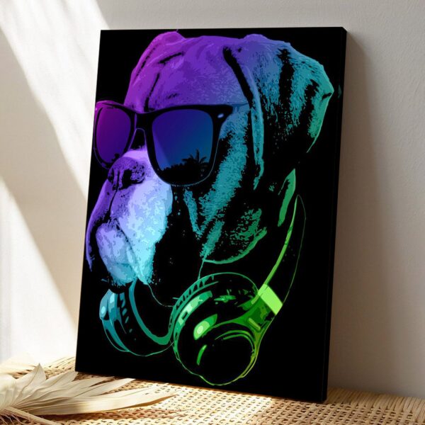 DJ Boxer Dog – Dog Pictures – Dog Canvas Poster – Dog Wall Art – Gifts For Dog Lovers – Furlidays