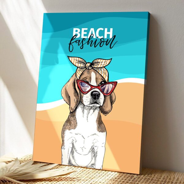 Dog Fashion On The Beach – Dog Pictures – Dog Canvas Poster – Dog Wall Art – Gifts For Dog Lovers – Furlidays