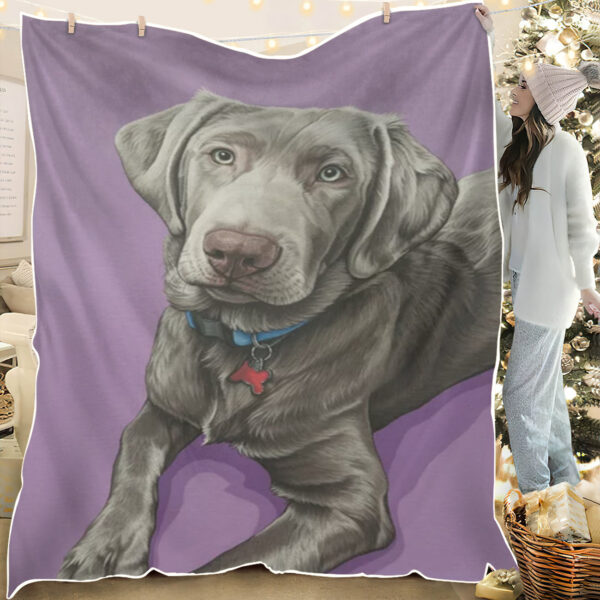 Dog Blankets – Sweet Silver Labrador – Dog Blankets For Sofa – Dog In Blanket – Dog Throw Blanket – Furlidays