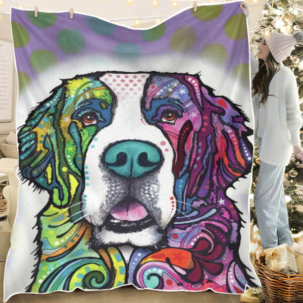 Dog Fleece Blanket – Saint Bernard – Blanket With Dogs Face – Dog In Blanket – Dog Throw Blanket – Furlidays