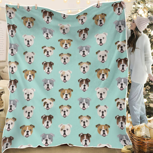 Dog Painting Blanket – English Bulldog Pattern – Dog Throw Blanket – Dog In Blanket – Dog Blanket For Couch – Furlidays