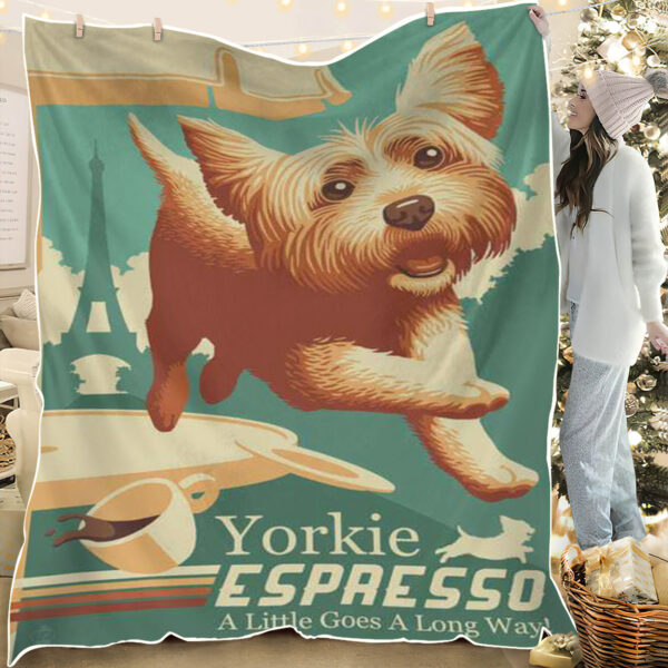 Dog Blanket For Couch – Yorkie Espresso – Dog Fleece Blanket – Dog In Blanket – Furlidays