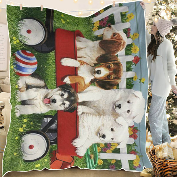 Blanket With Dogs On It – Puppy Play Date – Blanket With Dogs Face – Dog In Blanket – Furlidays