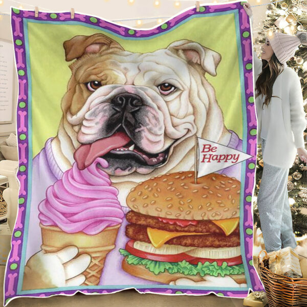 Dog Blankets – Bulldog Hamburger – Dog Face Blanket – Dog In Blanket – Blanket With Dogs On It – Dog Blankets For Sofa – Furlidays