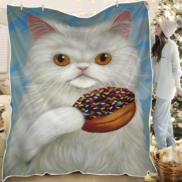 Cat Fleece Blanket – White Cat – Cat In Blanket – Cat Blanket For Sofa – Furlidays