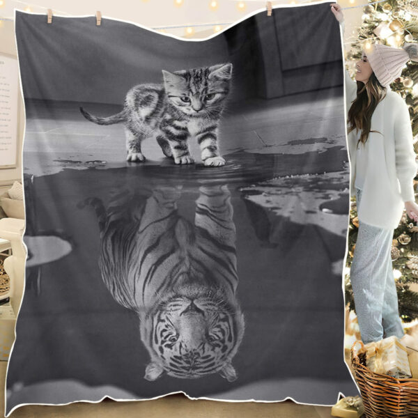 Cat Fleece Blanket – Small Cat Pictures Big Tiger – Cat In Blanket – Mindset Is Everything – Blanket With Cats On It – Furlidays