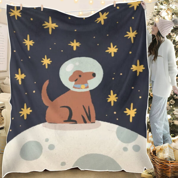 Dog Throw Blanket – Dog On The Moon – Dog In Blanket – Dog Fleece Blanket – Furlidays