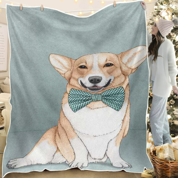 Dog Fleece Blanket – Corgi Dog – Dog Face Blanket – Dog Blankets – Dog Throw Blanket – Dog Painting Blanket – Furlidays