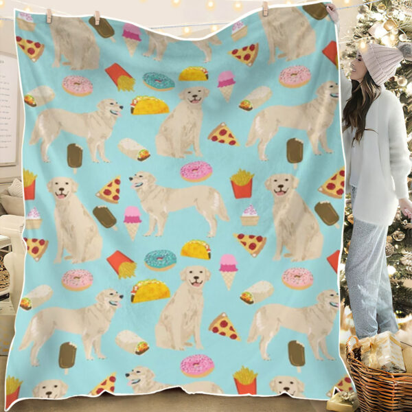 Dog Throw Blanket – Golden Retriever Donuts – Dog Painting Blanket – Dog In Blanket – Dog Blankets For Sofa – Furlidays
