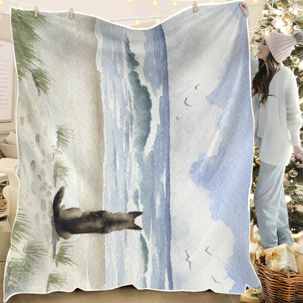 Blanket With Dogs On It – German Shepherd On The Beach – Dog Throw Blanket – Blanket With Dogs Face – Dog Blankets – Furlidays
