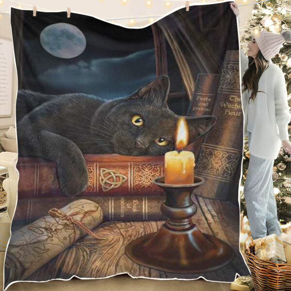 Cat Blanket For Couch – The Witching Hour – Cat Fleece Blanket – Cat In Blanket – Blanket With Cats On It – Furlidays