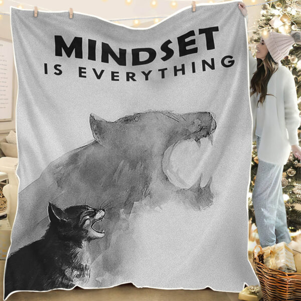 Cat Blanket For Couch – Mindset Is Everything Cat – Cat Fleece Blanket – Cat In Blanket – Blanket With Cats On It – Furlidays