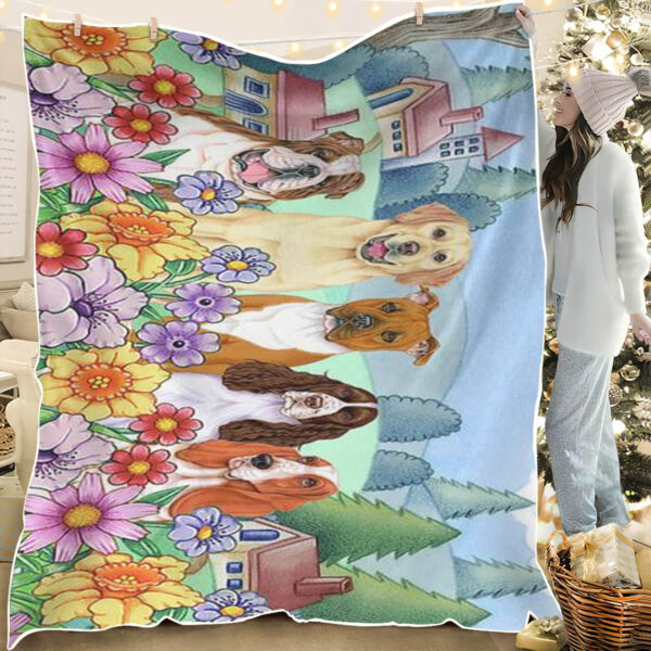 Dog Fleece Blanket – Great Outdoors Village – Dog Blankets – Blanket With Dogs On It – Furlidays