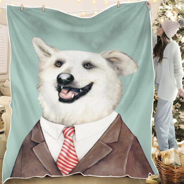 Dog Throw Blanket – Happy Dog – Dog In Blanket – Blanket With Dogs Face – Dog Painting Blanket – Furlidays