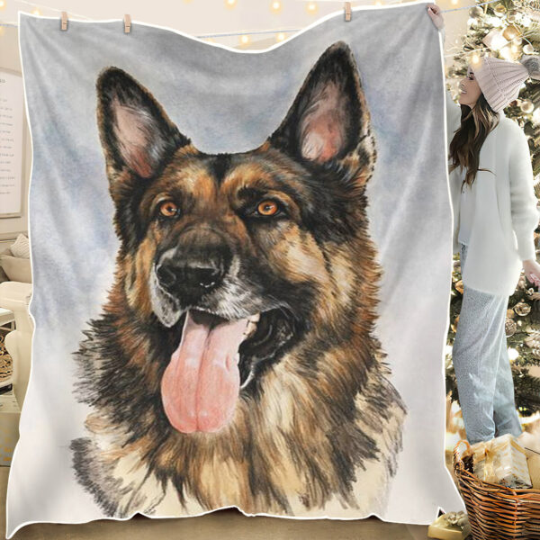 Blanket With Dogs Face – German Shepherd – Dog Blankets – Dog Blanket For Couch – Dog Fleece Blanket – Furlidays