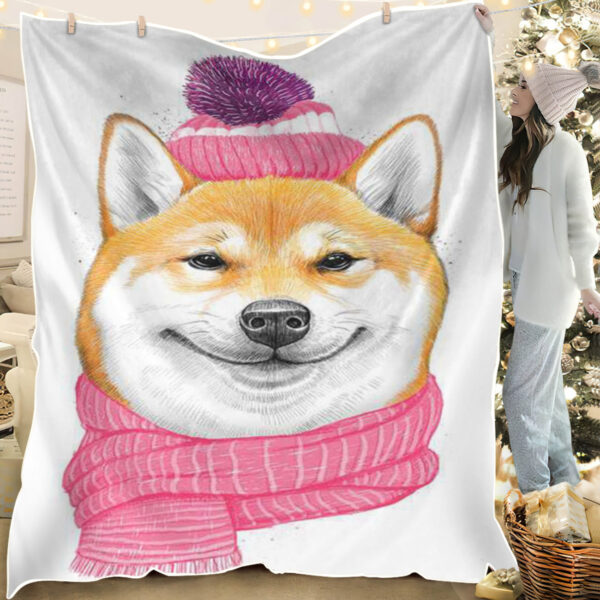 Dog In Blanket – Shiba Inu – Canvas Print – Dog Face Blanket – Blanket With Dogs On It – Furlidays