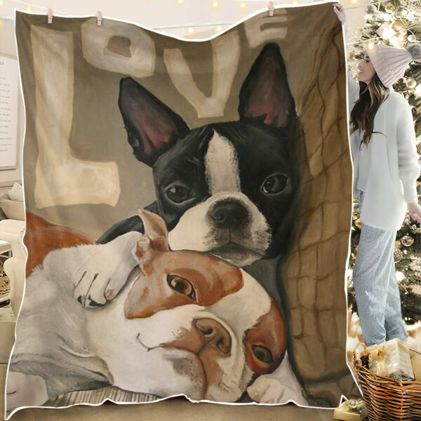 Dog Blankets For Sofa – Dog Fleece Blanket – Boston Terrier – Blanket With Dogs On It – Furlidays