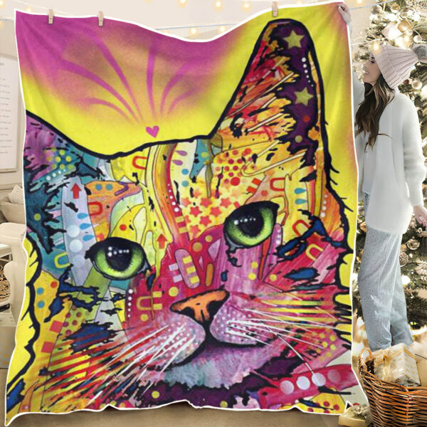 Cat Fleece Blanket – Cat Blanket For Couch – Cat Face Blanket – Blanket With Cats On It – Furlidays