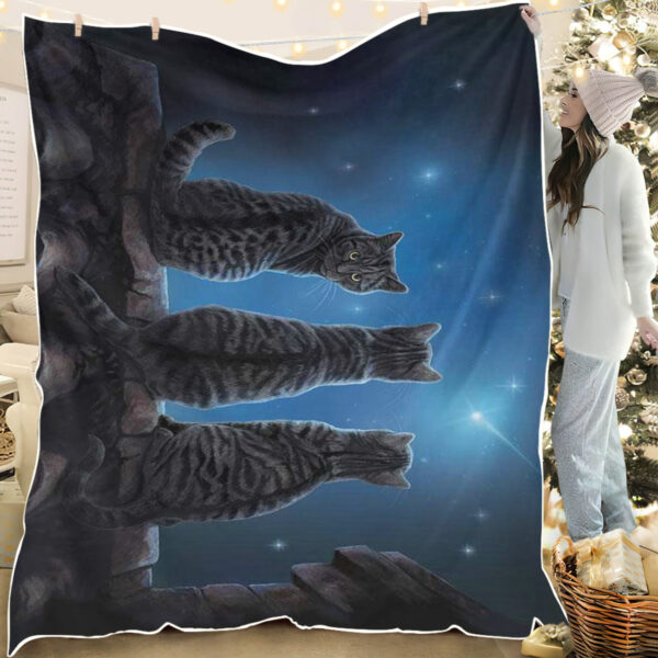 Cat Fleece Blanket – Wish Upon A Star – Cat Blanket For Couch – Cat In Blanket – Furlidays