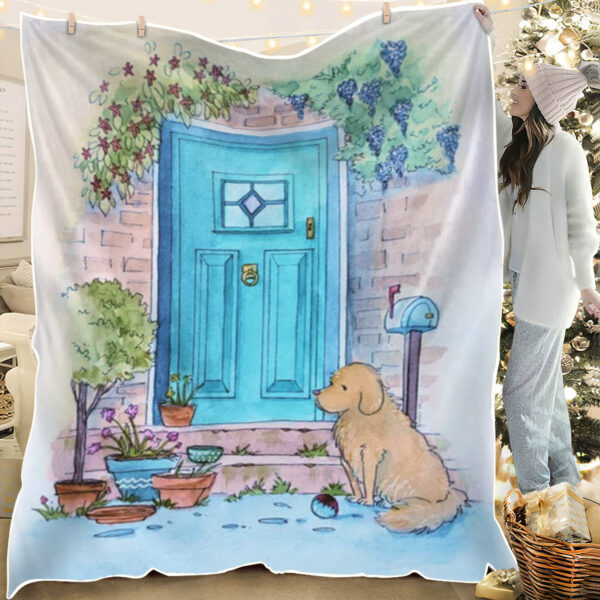 Dog Throw Blanket – Waiting At The Door – Dog In Blanket – Dog Fleece Blanket – Dog Blankets For Sofa – Furlidays