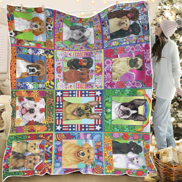 Dog Throw Blanket – A Year Of Dogs – Dog In Blanket – Blanket With Dogs Face – Dog Blankets – Furlidays