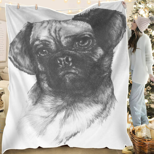 Blanket With Dogs On It – Puggle – Dog Painting Blanket – Dog Throw Blanket – Furlidays