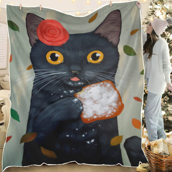 Cat Fleece Blanket – Black Cat – Cat In Blanket – Blanket With Cats On It – Furlidays