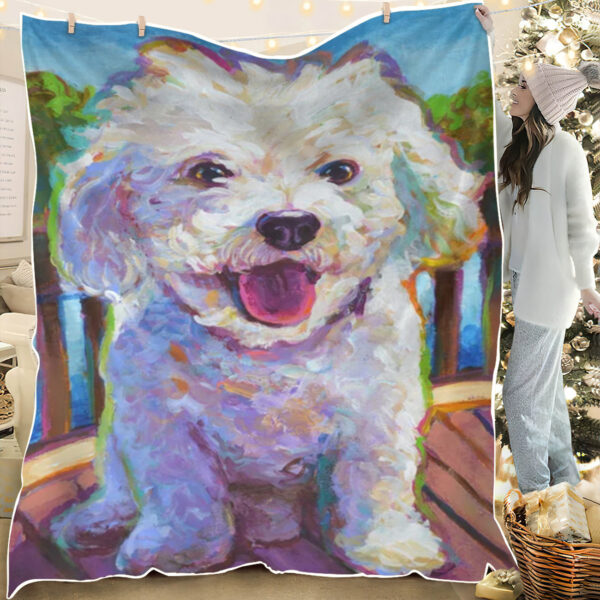Dog Fleece Blanket – Bichon Frise – Dog Throw Blanket – Blanket With Dogs Face – Dog Blankets For Sofa – Furlidays