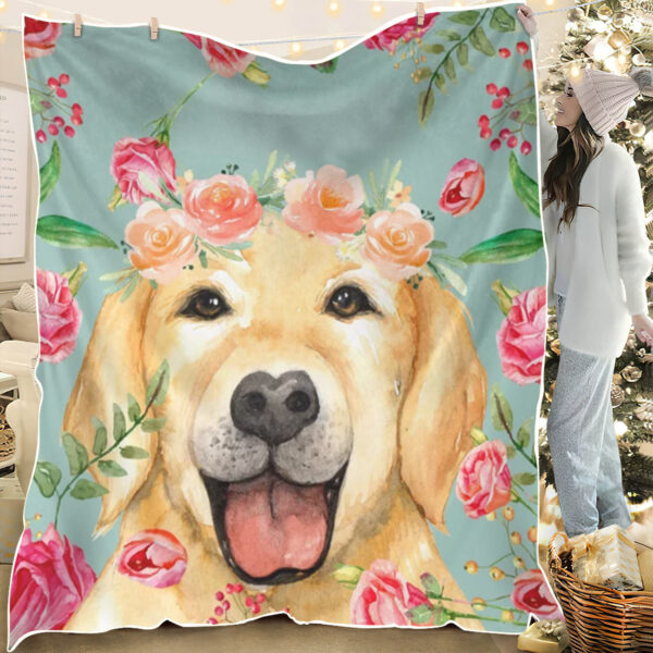 Blanket With Dogs Face – Vintage Golden Retriever – Dog In Blanket – Dog Face Blanket – Furlidays