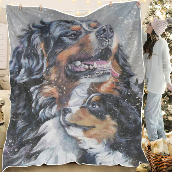 Dog Throw Blanket – Bernese Mountain Dog With Pup – Dog Blankets -Blanket With Dogs On It – Furlidays