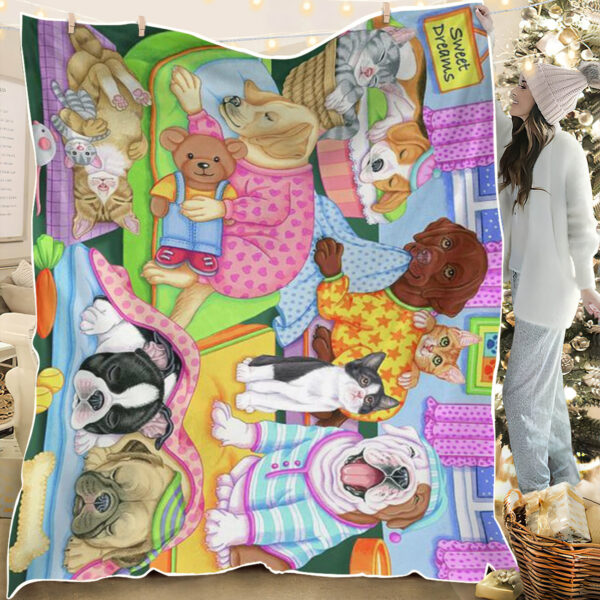 Dog Blankets – Sweet Dreams – Dog Fleece Blanket – Blanket With Dogs Face – Furlidays