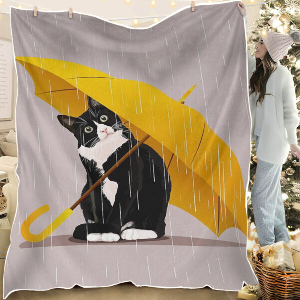 Cat In Blanket – Blanket With Cats On It – Cat Hiding Rains Under Umbrella – Cats Blanket – Furlidays