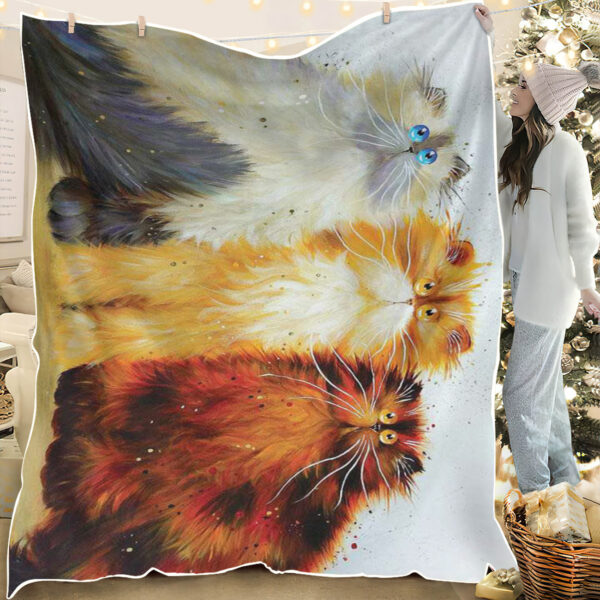 Cat Fleece Blanket – Miss Freeway Carwash And Parsley – Cat Blanket For Couch – Cat In Blanket – Furlidays